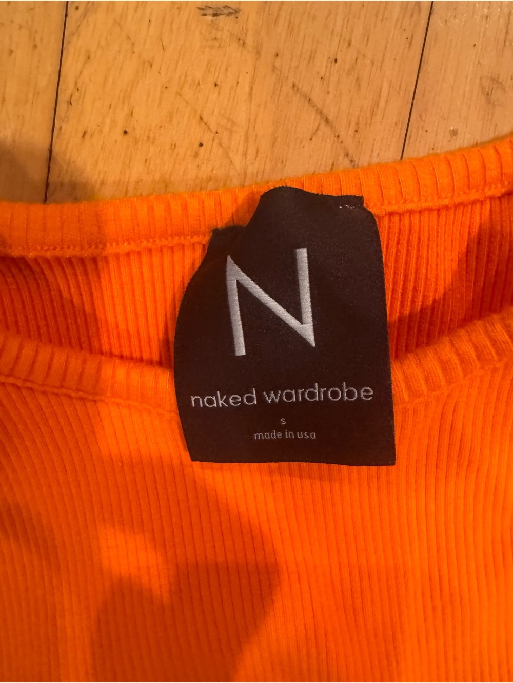 naked wardrobe Orange Ribbed tank cropped Top stretchy